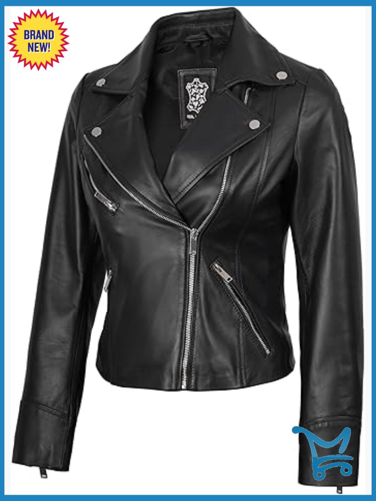 Asymmetrical Real Lambskin Leather Jacket Women's Casual Outerwear All Seasons